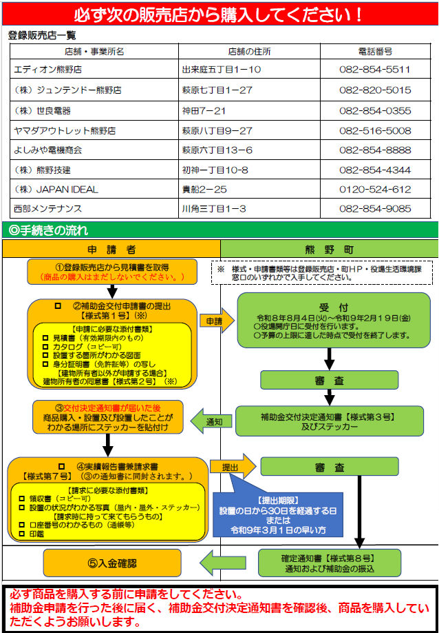 令和8年度熊野町家庭用防犯カメラ等設置費補助金チラシ(裏)