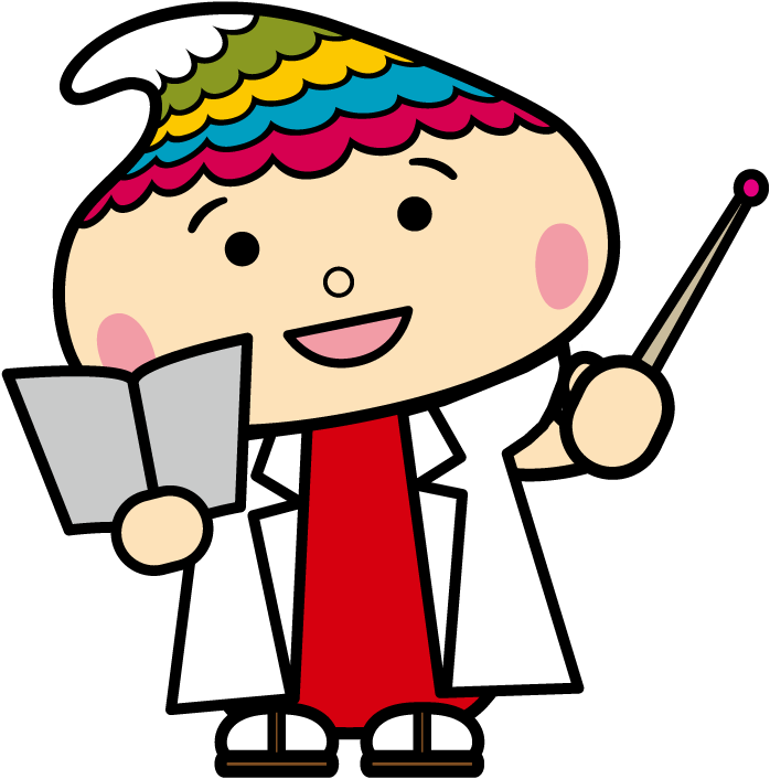 白衣に身を包むふでりん先生のイラスト