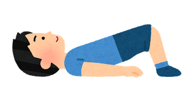 おしりあげをする青い服の少年のイラスト