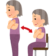 イスを使って体操する女性のイラスト