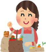 買い物支援する女性のイラスト