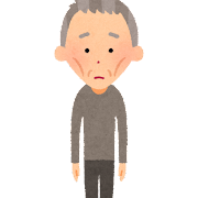 凄く痩せた年を取った男性のイラスト