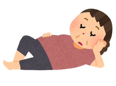 横になっている太った女性のイラスト