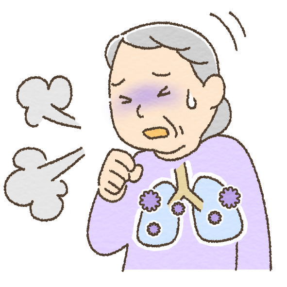 激しく咳き込む女性のイラスト