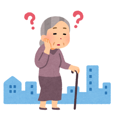 困惑する高齢女性のイラスト