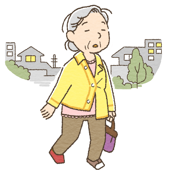 道に迷って周囲をウロウロする女性のイラスト