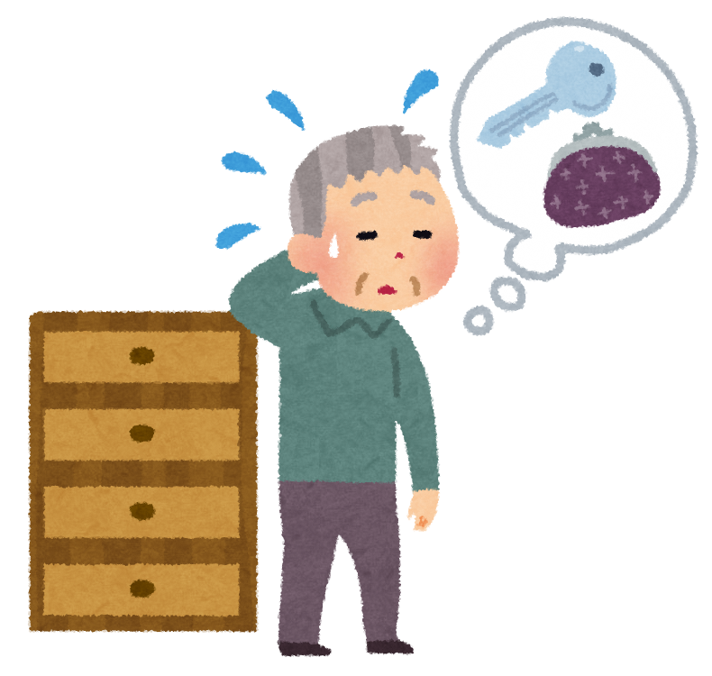 物忘れをしてしまう高齢男性のイラスト