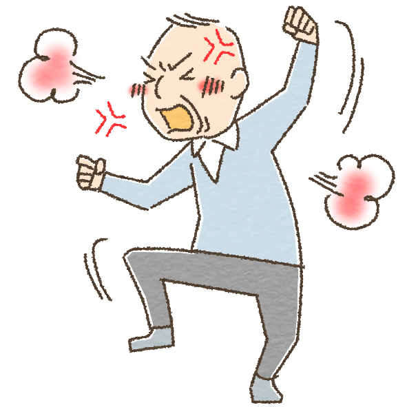 怒って騒ぎ立てる男性のイラスト