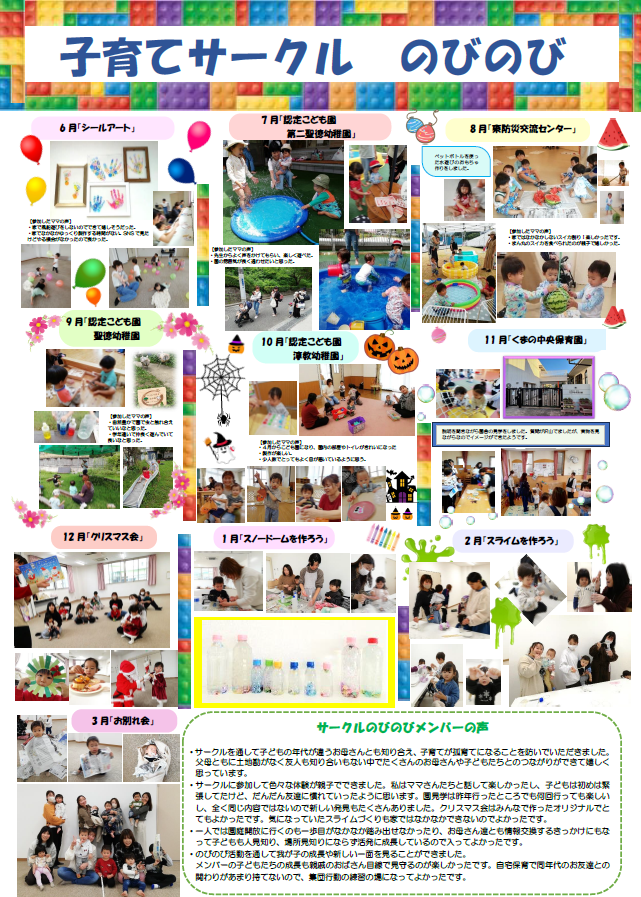 令和7年度のびのびサークル活動状況を示したポスター