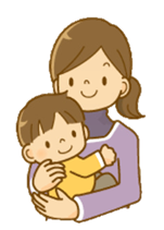 子供を抱いている女性のイラスト
