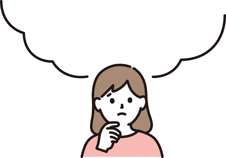 困った顔をした女性の頭上に吹き出しがあるイラスト