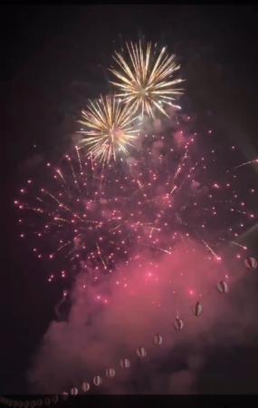 夜空に大輪の花を咲かせる花火大会の様子を捉えた写真