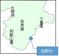 三重県熊野市の位置を水色の点で示している地図
