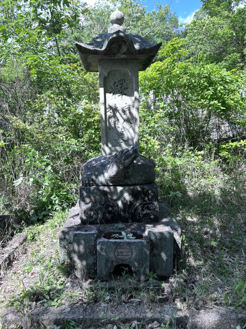 鬱蒼とした木々の中に佇むお墓の写真