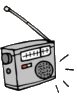小型ラジオのスピーカーから音が鳴っているイラスト