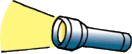 青色の懐中電灯が発光しているイラスト