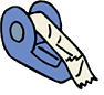青色のテープカッターのセロハンテープのイラスト