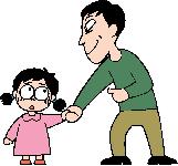大人が子どもの腕を引いてどこかへ連れて行こうとしているイラスト