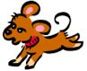 尻尾を上げて耳を跳ねさせながら走っている子犬のイラスト