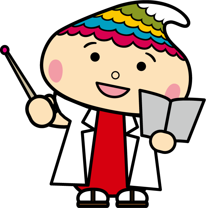 白衣に身を包むふでりん先生のイラスト