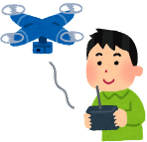 ラジコン操作のドローンを飛ばす男性のイラスト