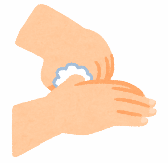 親指に泡ソープを付けているイラスト