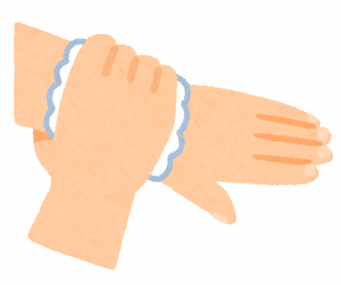 手首に泡ソープを広げているイラスト