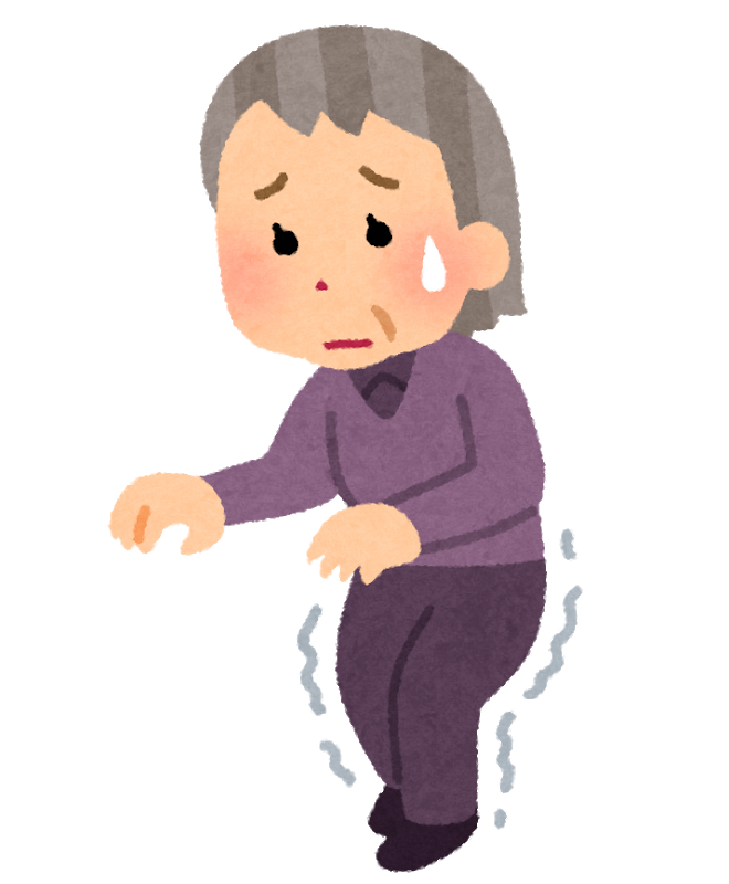 足がぷるぷるしている女性のイラスト