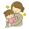 子どもを抱きしめる母親のイラスト
