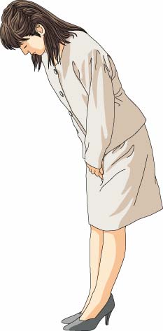 お辞儀をしている女性のイラスト