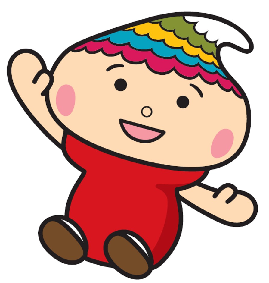 座って手を広げているふでりんのイラスト