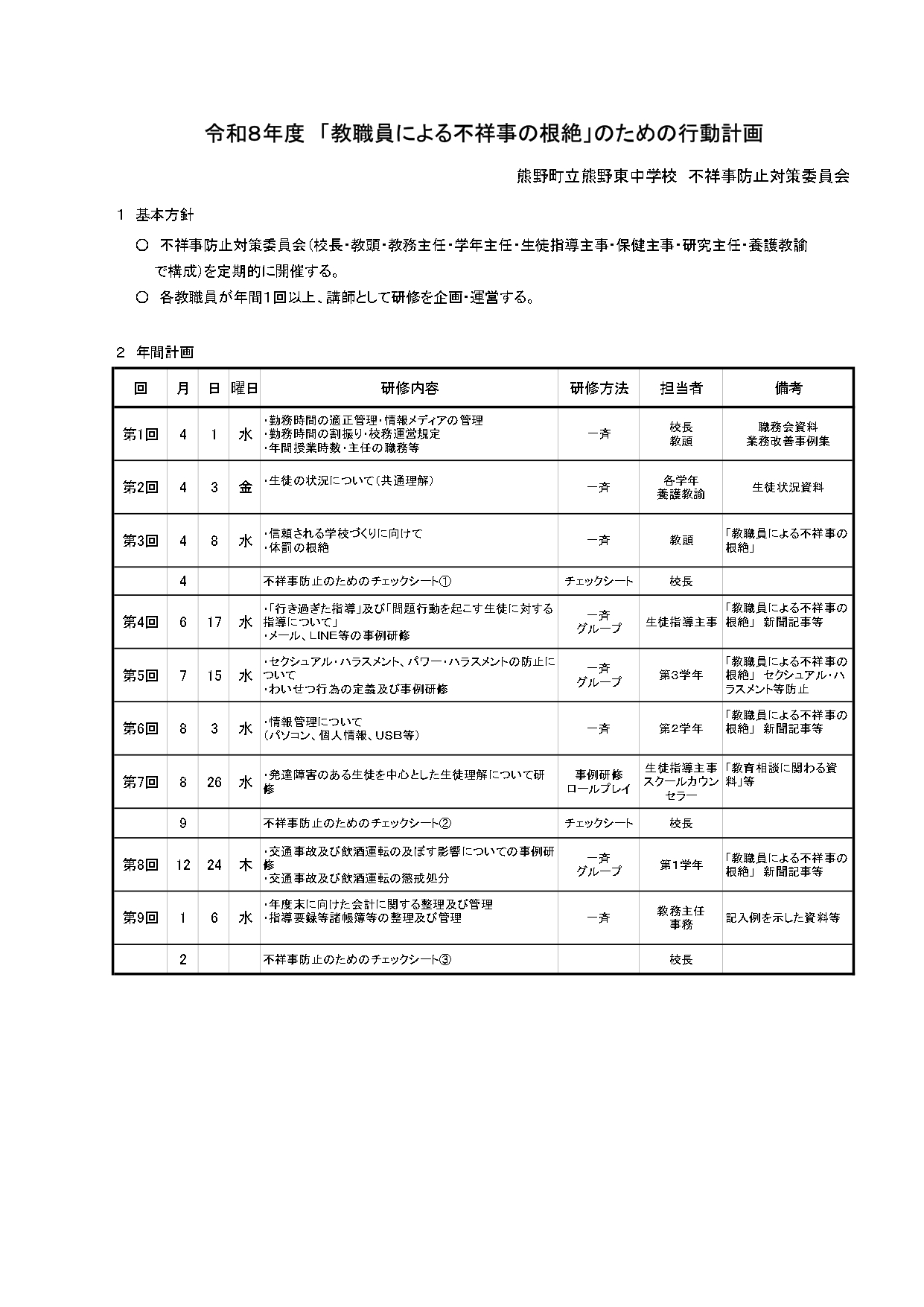 不祥事防止研修