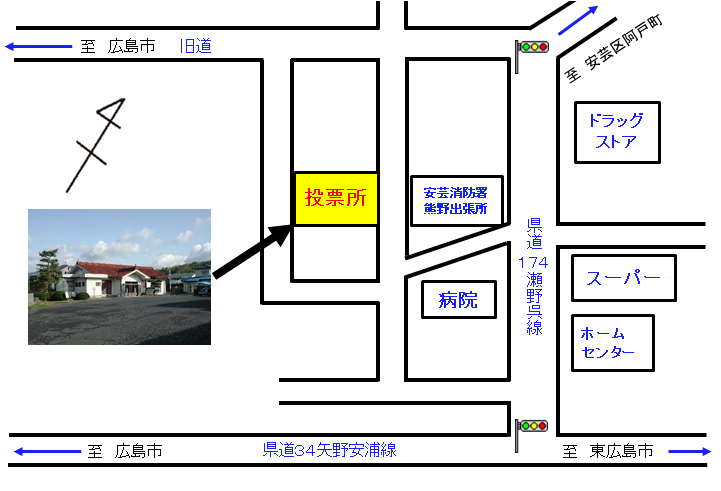第4投票所（萩原老人集会所）付近の地図