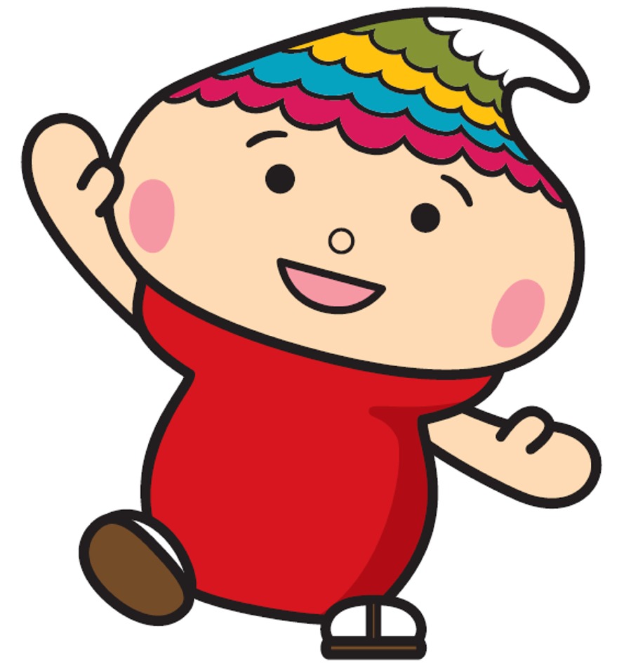 手を上げてあいさつするふでりんのイラスト