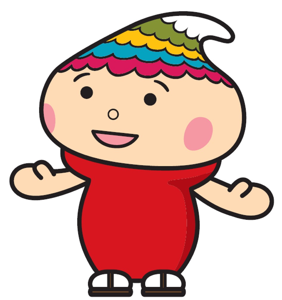 左を向いて両手を広げているふでりん