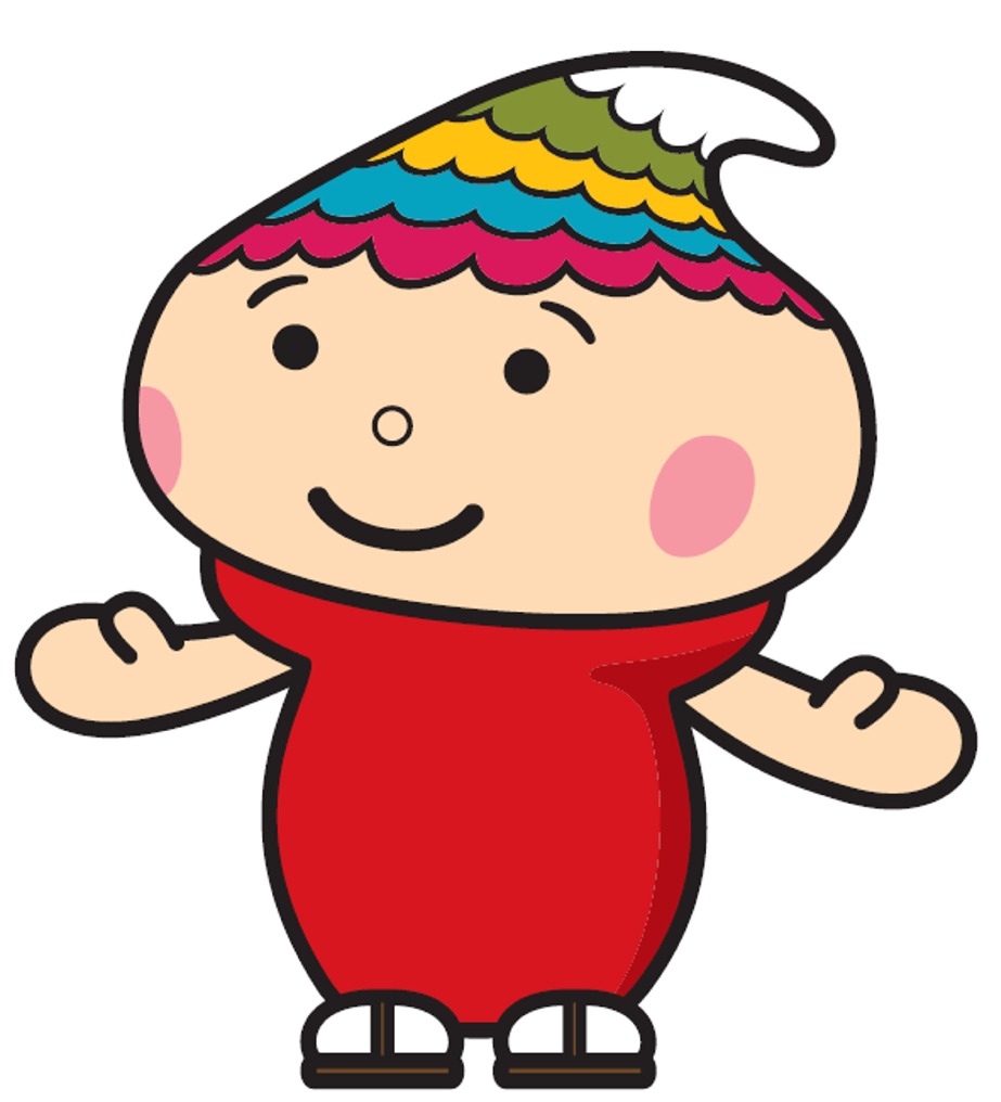 両手を広げ左を向いて口を閉じているふでりん