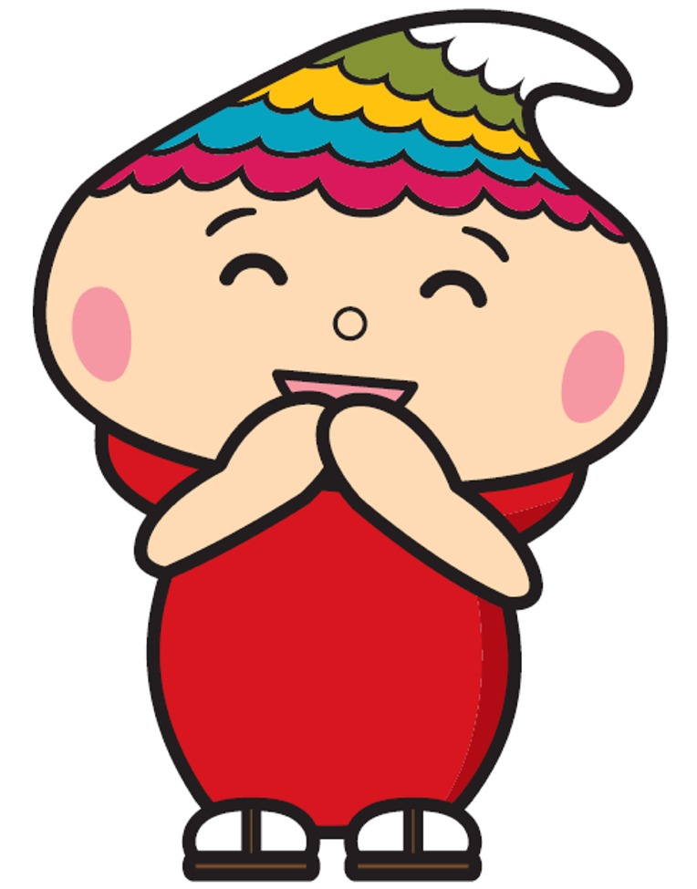 手を口に当て笑っているふでりん