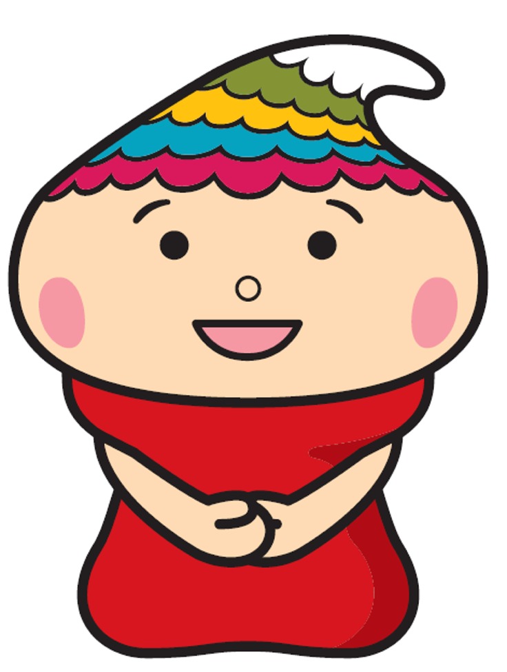 手を組み微笑んで正座しているふでりん