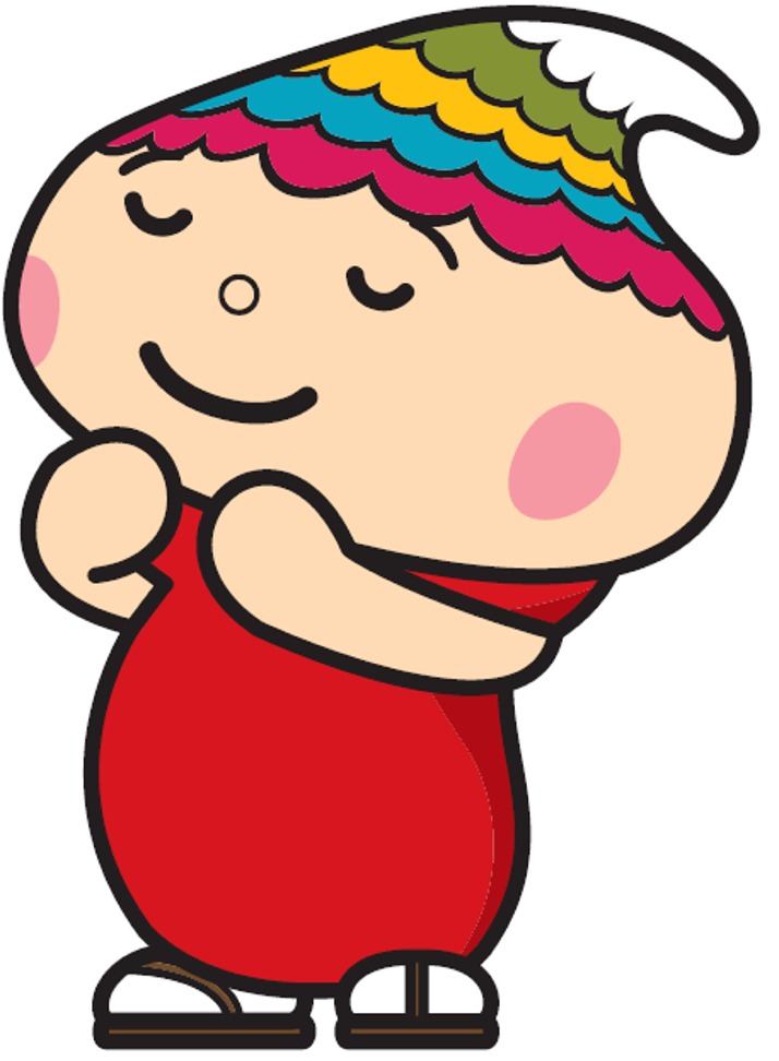 手を合わせ祈っているふでりん