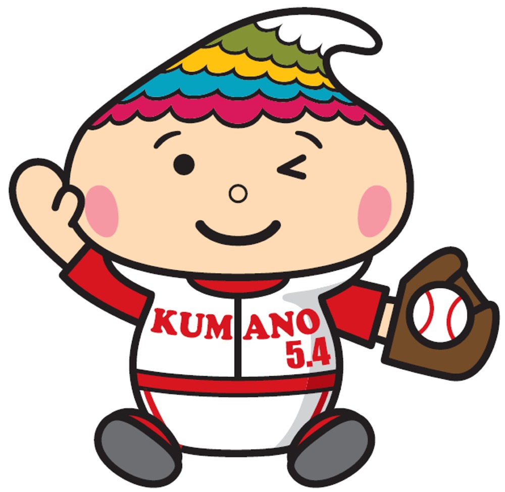 グローブをして野球のユニフォームを着たふでりん