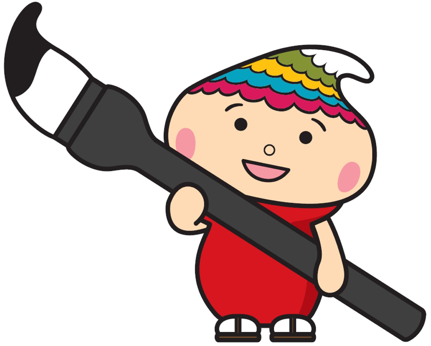 大きな筆を持ち笑っているふでりん