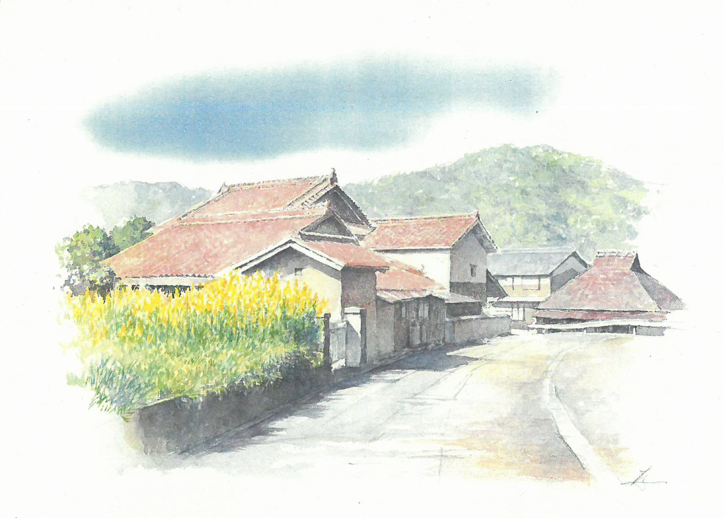 画家野村重存さんが描いた民家2