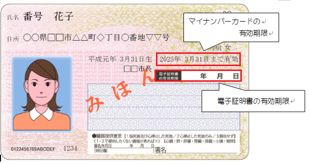 マイナンバーカードの見本